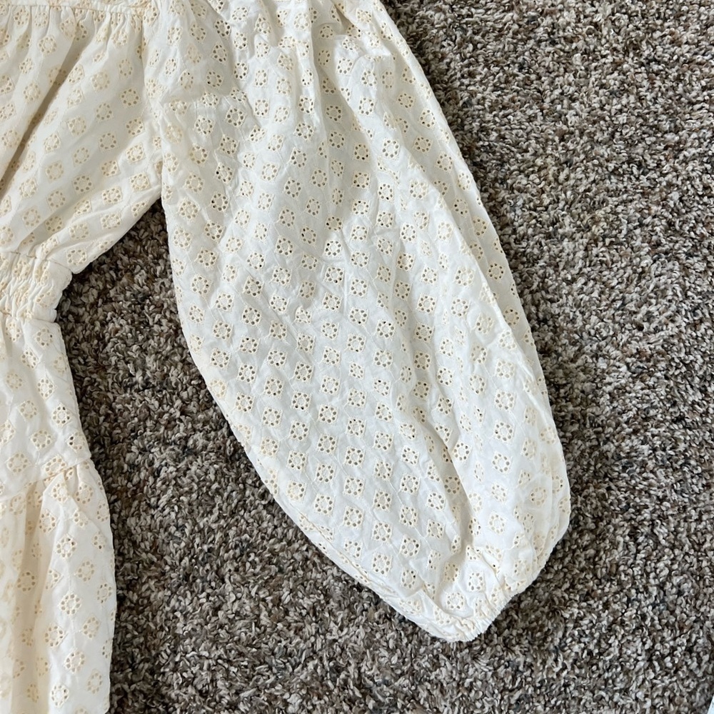 Just Me Tiered Cottage Core Puffy Long Sleeve Mini Dress - Picture 6 of 7